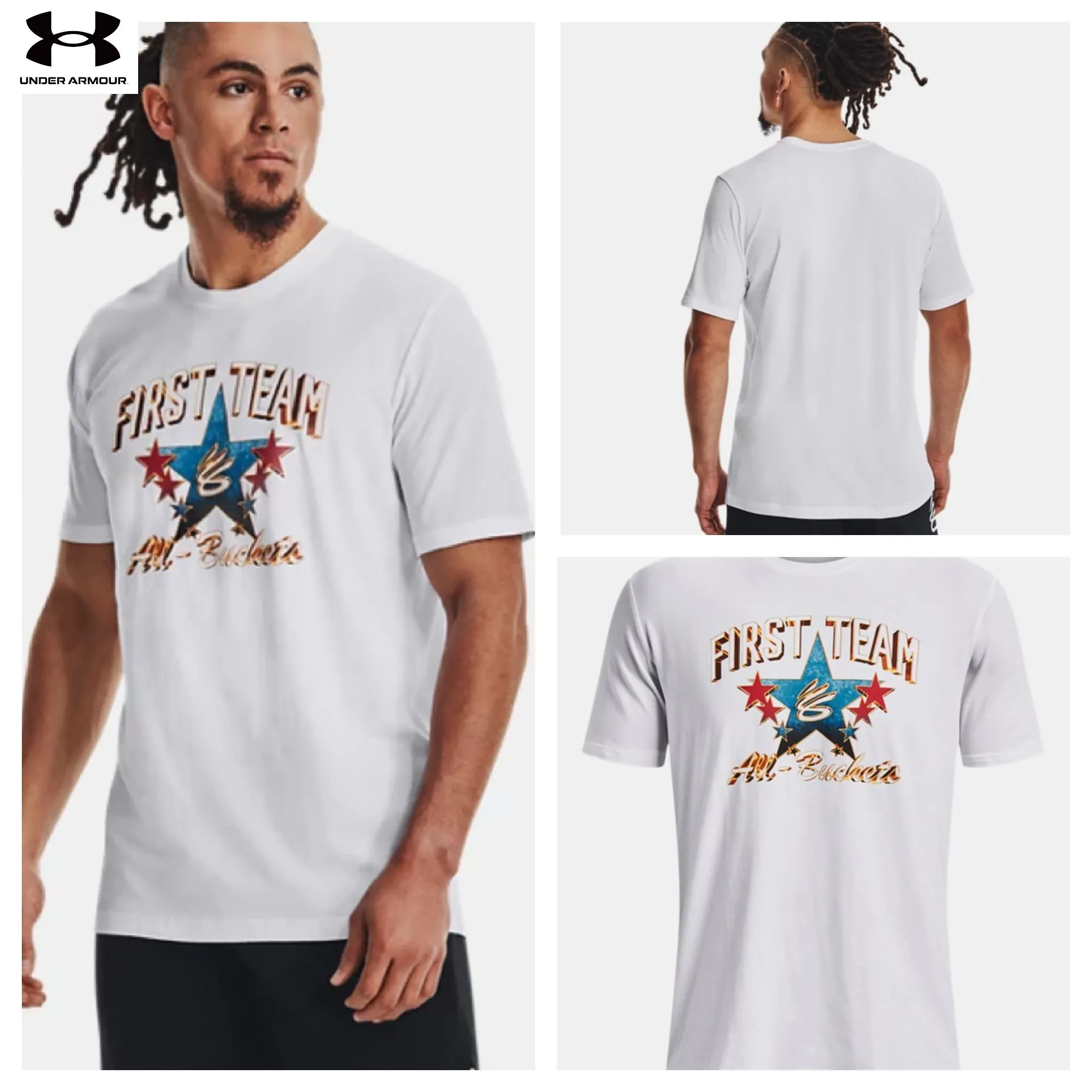 Under Armour Crew Neck Pullovers Cotton Short Sleeve Logo Workout