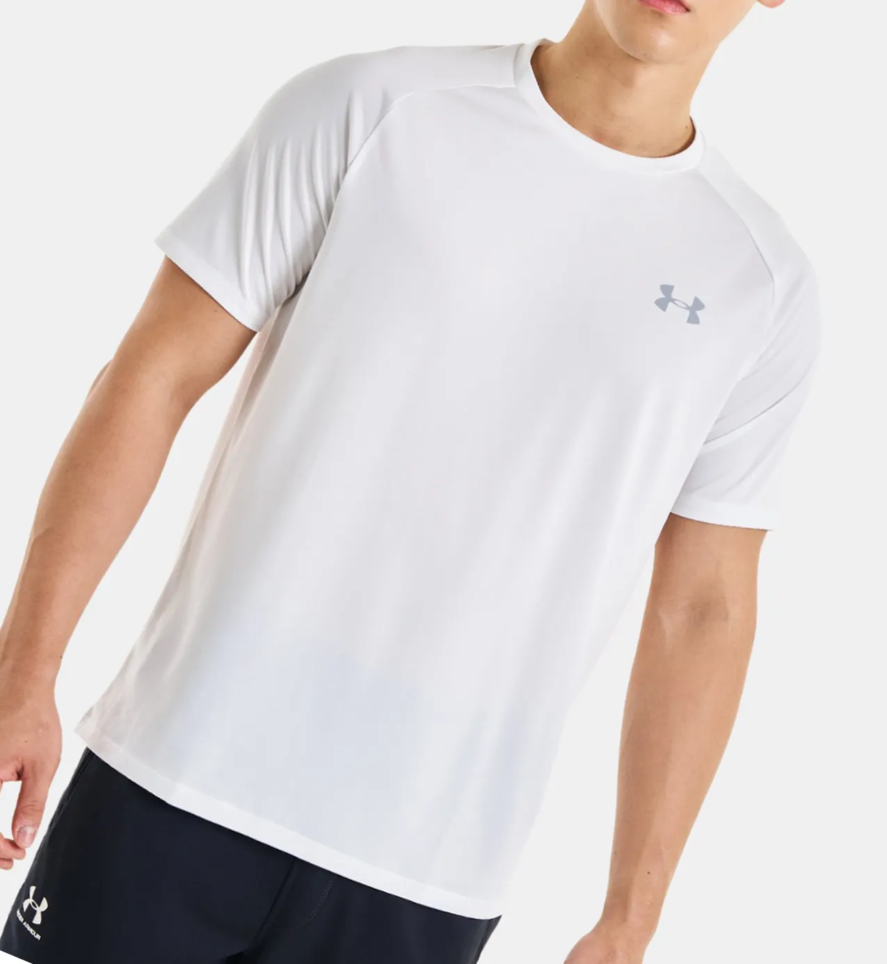 Under Armour crew neck workout t-shirts with short sleeves and logo design.