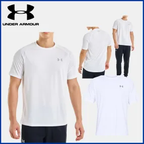 Under Armour crew neck workout t-shirts with short sleeves and logo design.