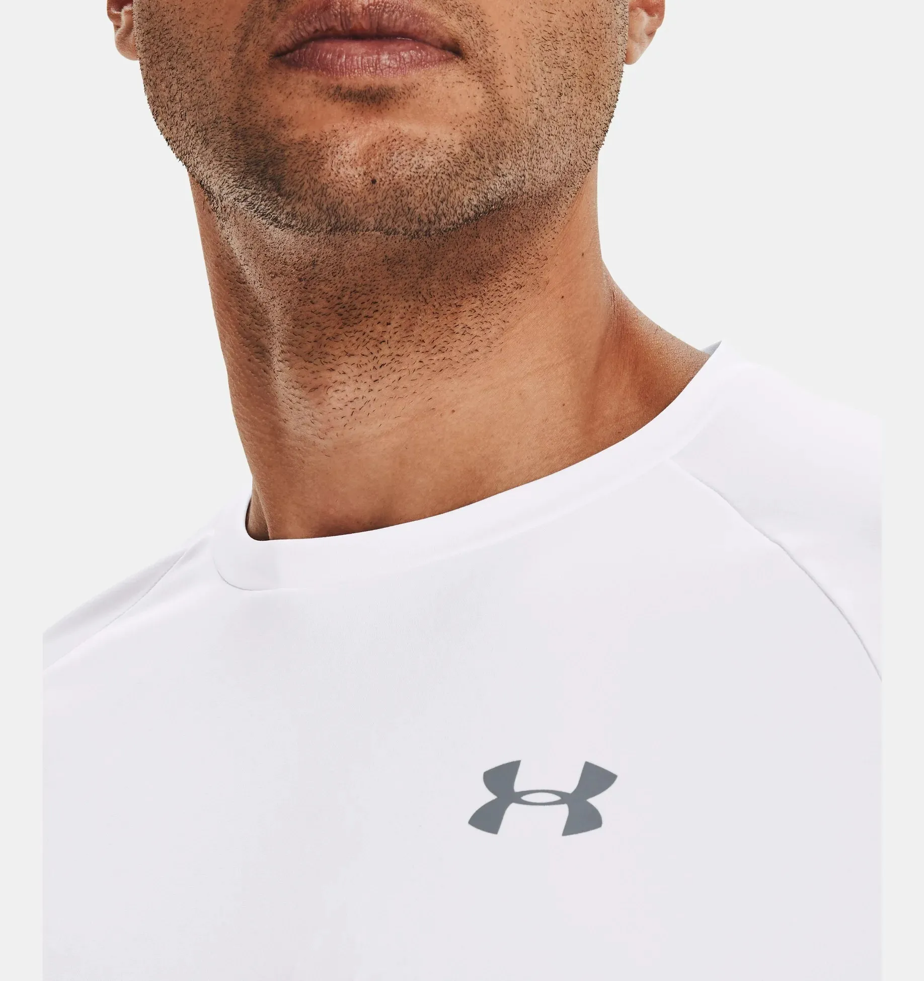 Under Armour crew neck workout t-shirts with short sleeves and logo design.