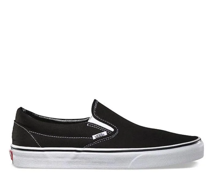 Vans slip on shoes black white.