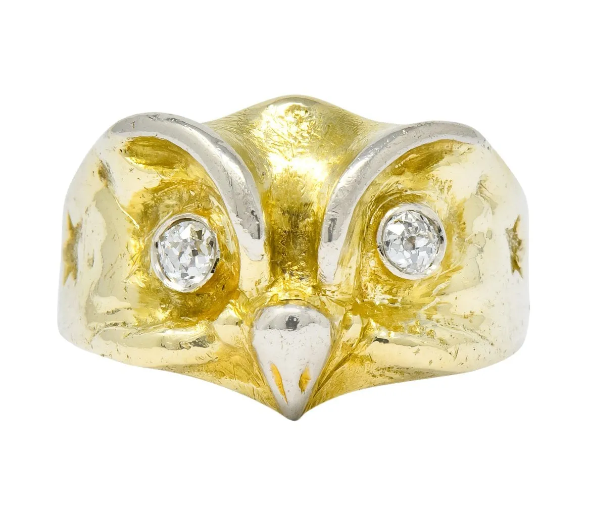 Victorian Diamond Owl Band Ring - 14 Karat Gold - Bailey Banks & Biddle