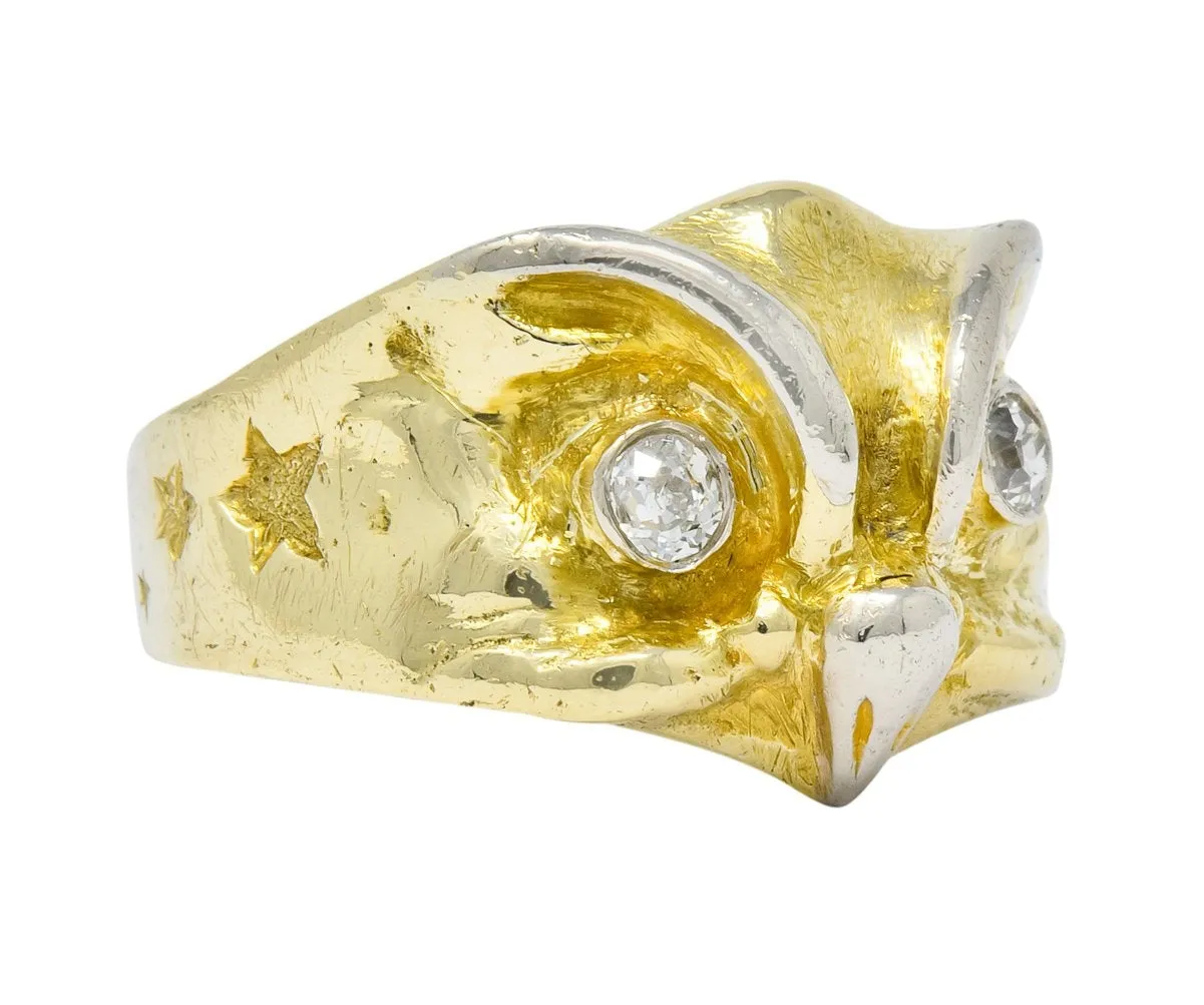 Victorian Diamond Owl Band Ring - 14 Karat Gold - Bailey Banks & Biddle