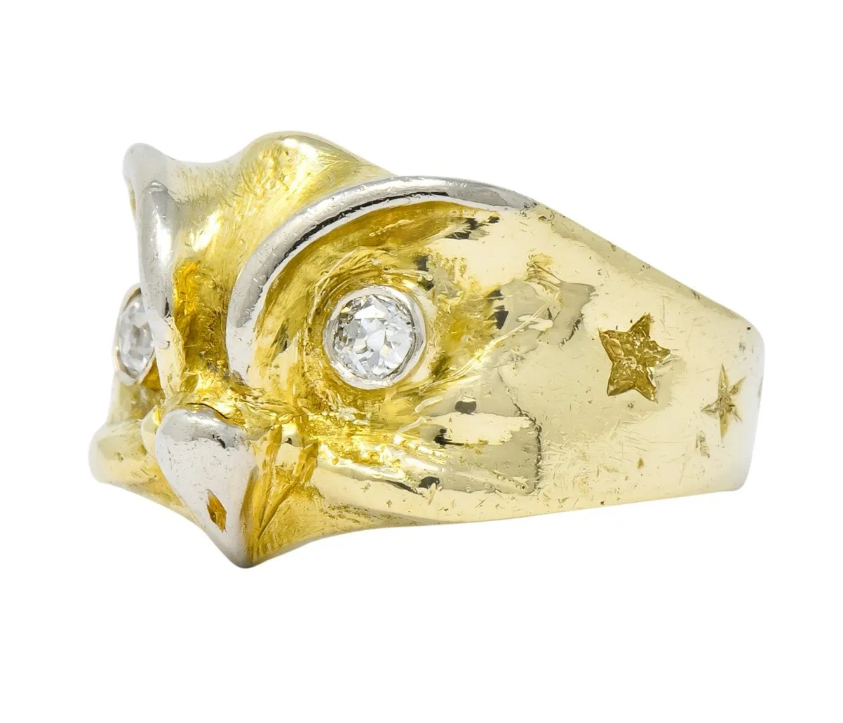 Victorian Diamond Owl Band Ring - 14 Karat Gold - Bailey Banks & Biddle