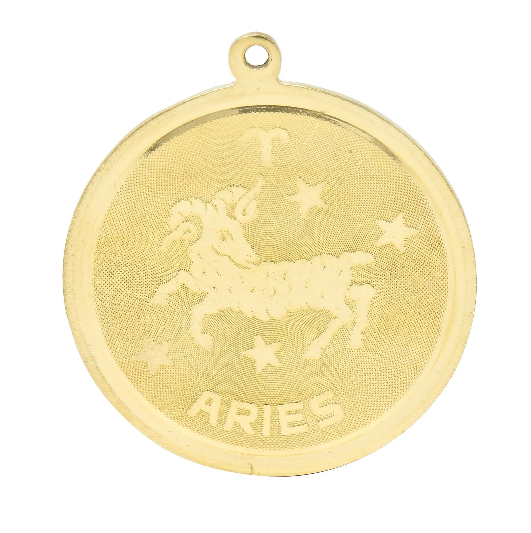 Vintage 14 Karat Yellow Gold Aries Zodiac Medallion Pendant Charm