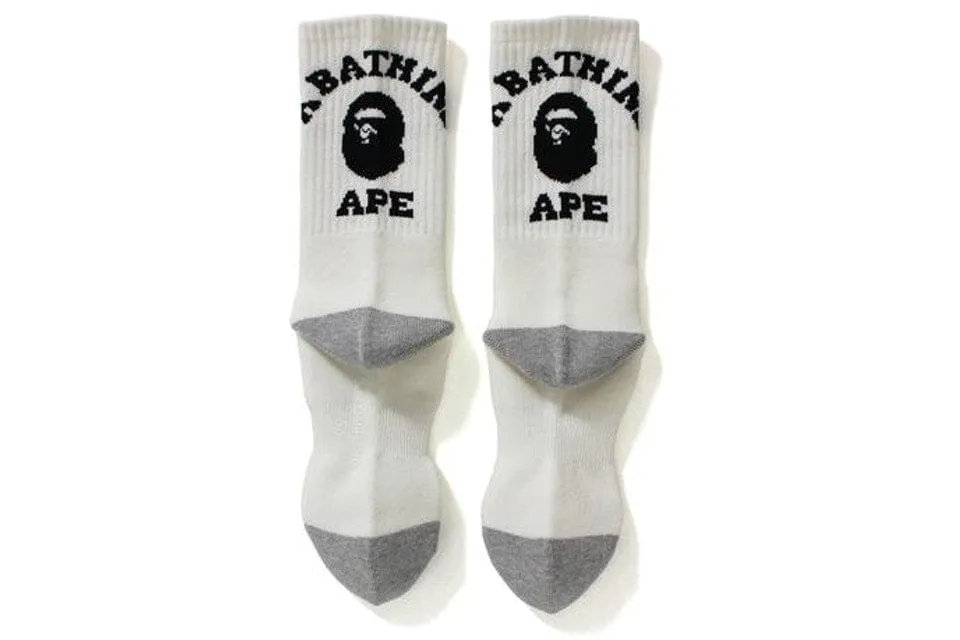 White BAPE college socks