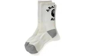 White BAPE college socks