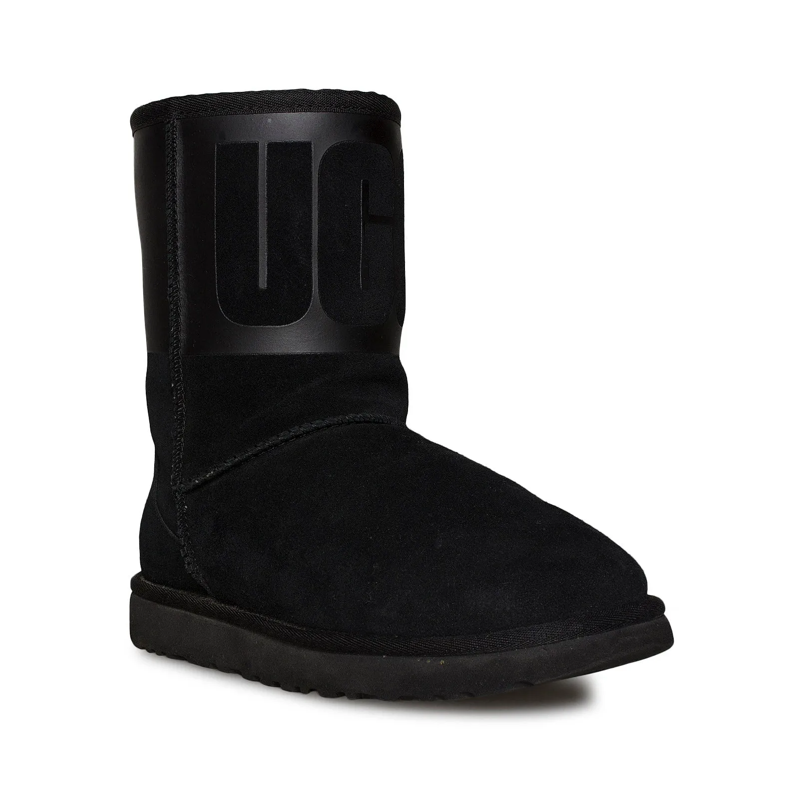 Women's Black UGG Classic Short Boots with Rubber Graphic