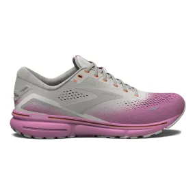 Women's Brooks Ghost 15 running shoes, grey coconut fuchsia, size 12 B medium