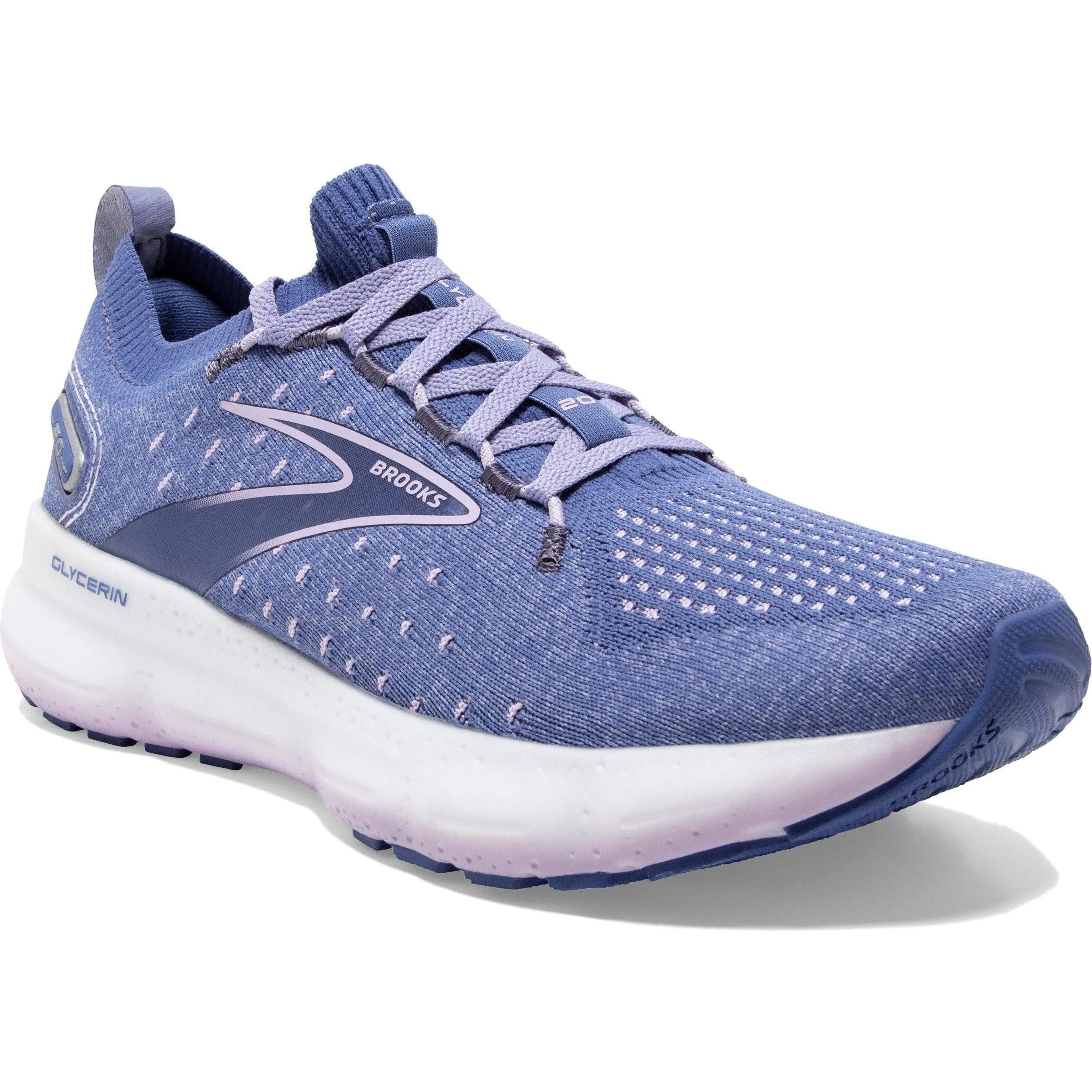 Women's Brooks Glycerin StealthFit 20 Blue Pastel Lilac White size 6.5 B Medium